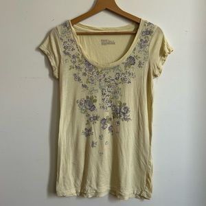 Pale yellow floral tee